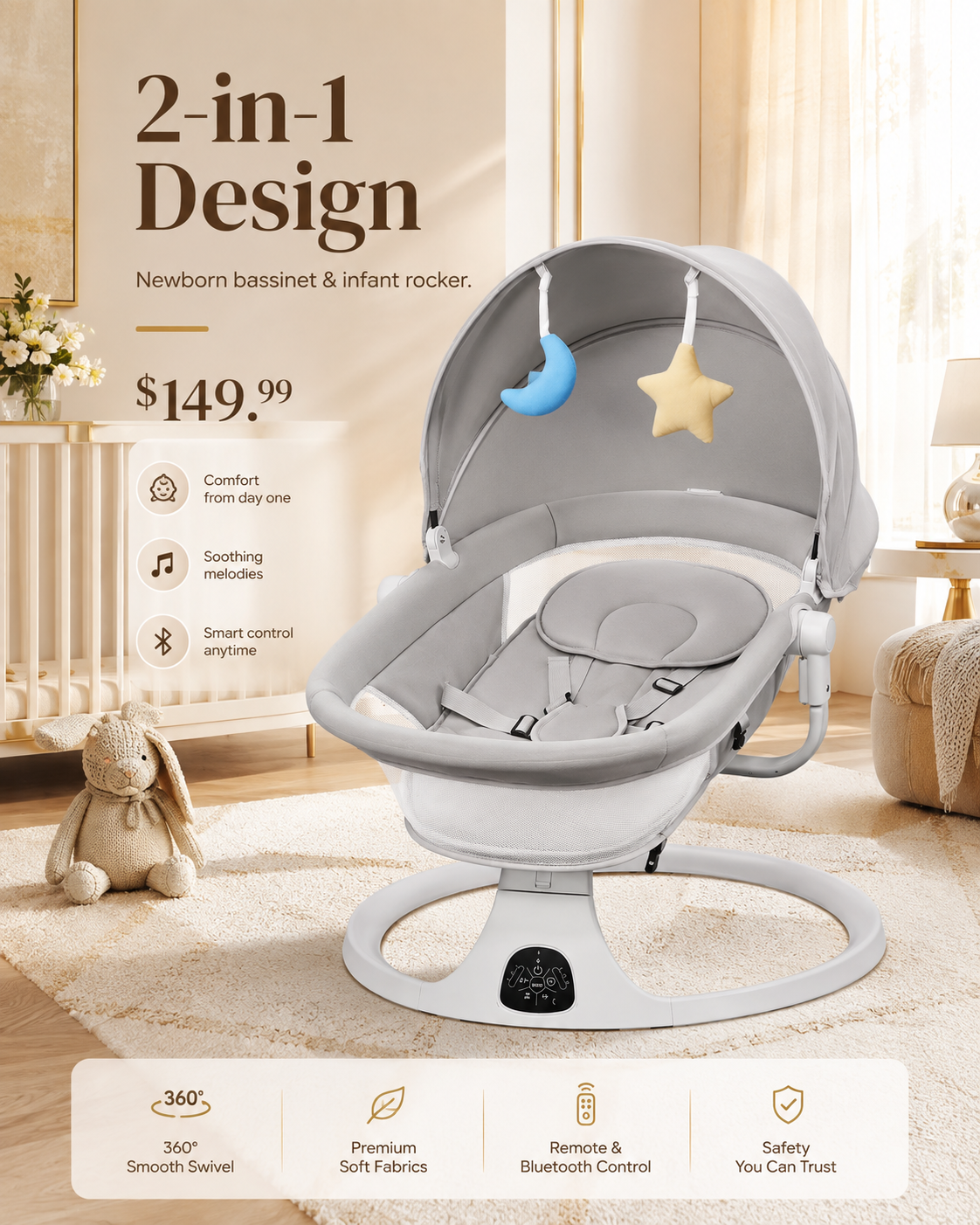 The 2-in-1 Smart Cradle & Rocker